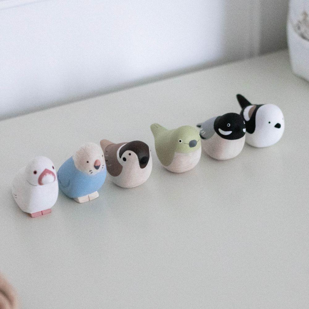 Animal de Madera Pole Pole Pájaro Ojo Blanco Japonés - Edición Limitada Kotori