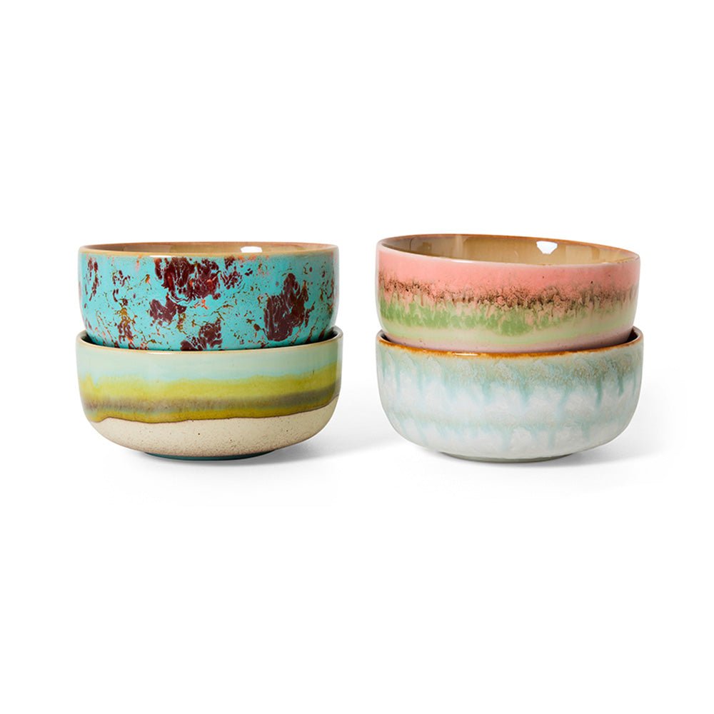 70s Ceramics: Dessert Bowls - Impression (set de 4)