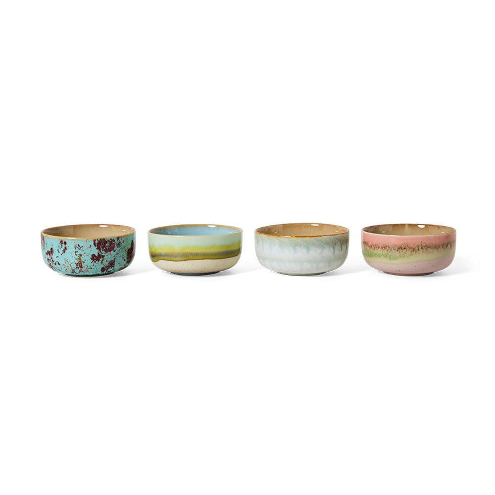 70s Ceramics: Dessert Bowls - Impression (set de 4)