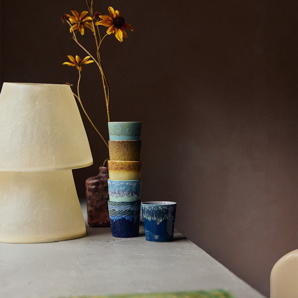 70s Ceramics: Van Gogh Coffe Mugs Sunflowers (set of 2)