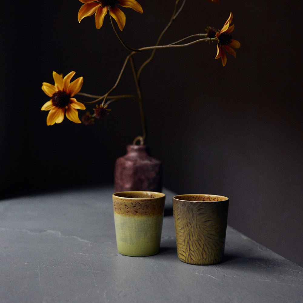 70s Ceramics: Van Gogh Coffe Mugs Sunflowers (set of 2)