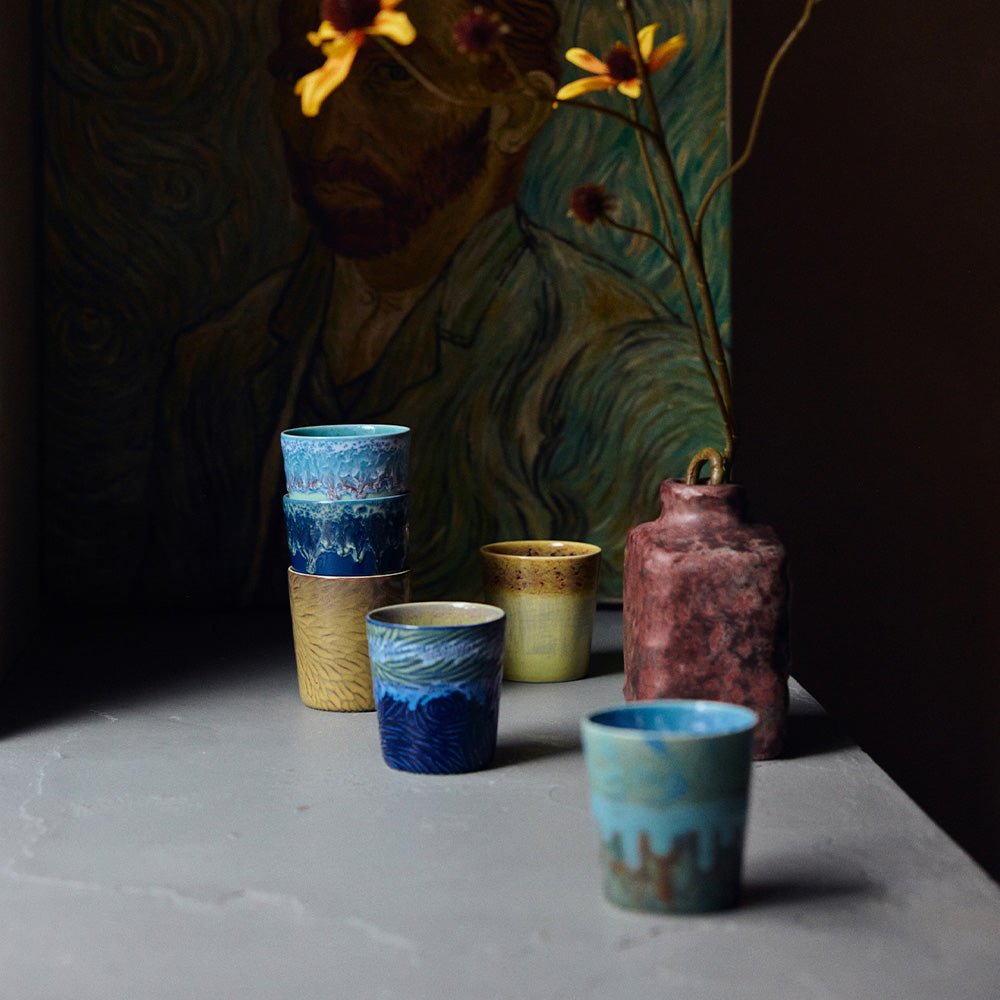 70s Ceramics: Van Gogh Coffe Mugs Starry Night (set of 2)