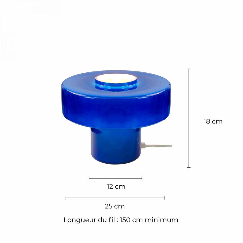 Lampe de table Foza en verre coloré et style rétro - Bleu