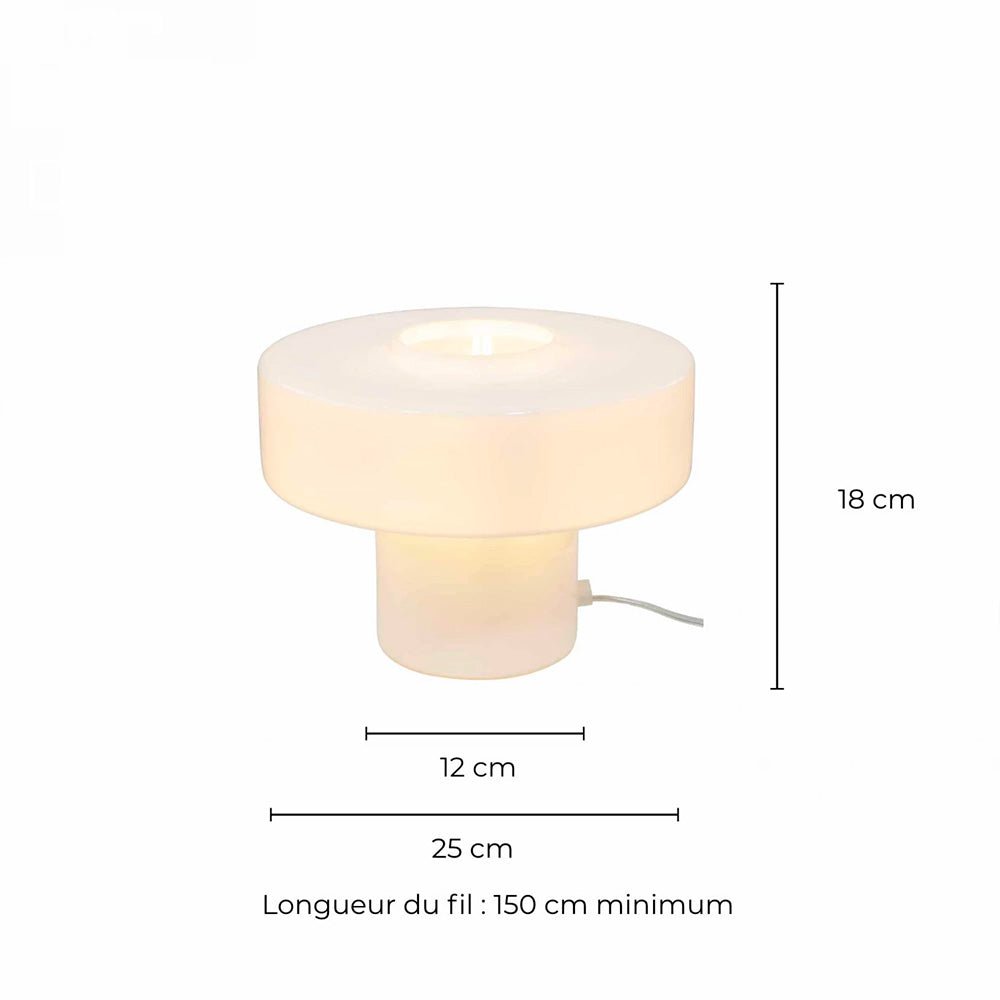 Lampe de table Foza en verre coloré et style rétro - Blanc