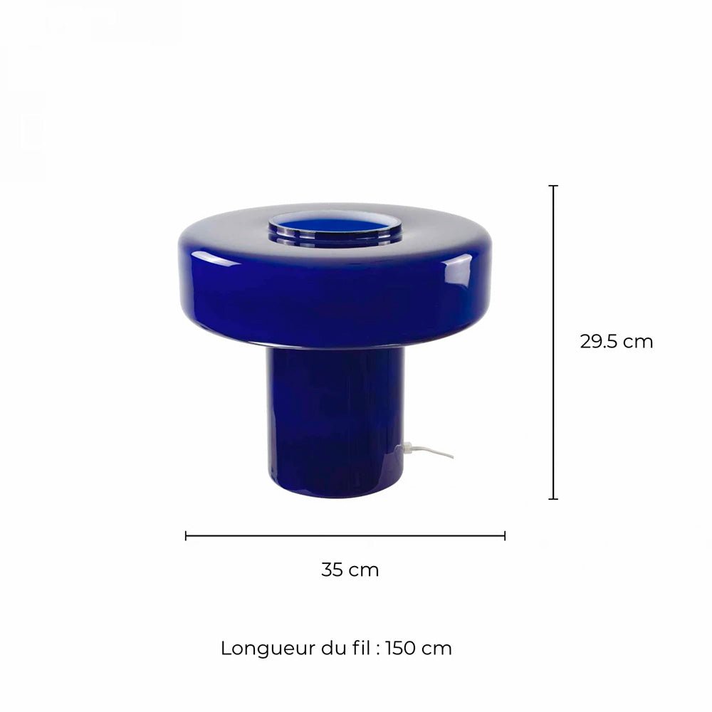 Lampe de table Maxi Foza en verre coloré et style rétro - Bleu