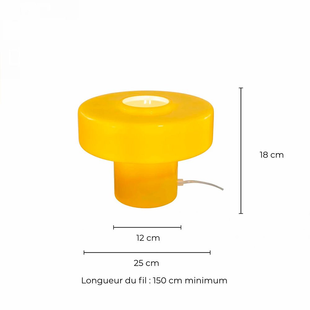Lampe de table Foza en verre coloré et style rétro - Jaune