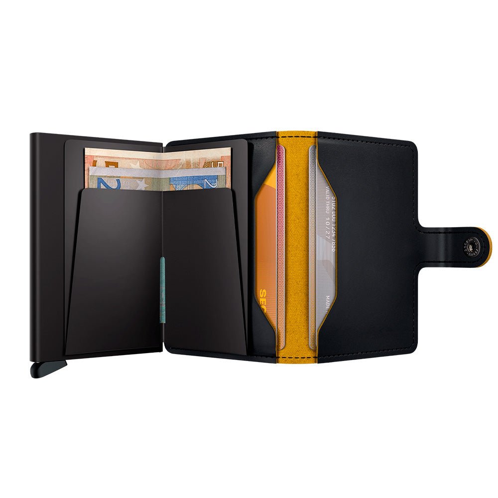 Portefeuille MM Mini Noir Mat - Ocre