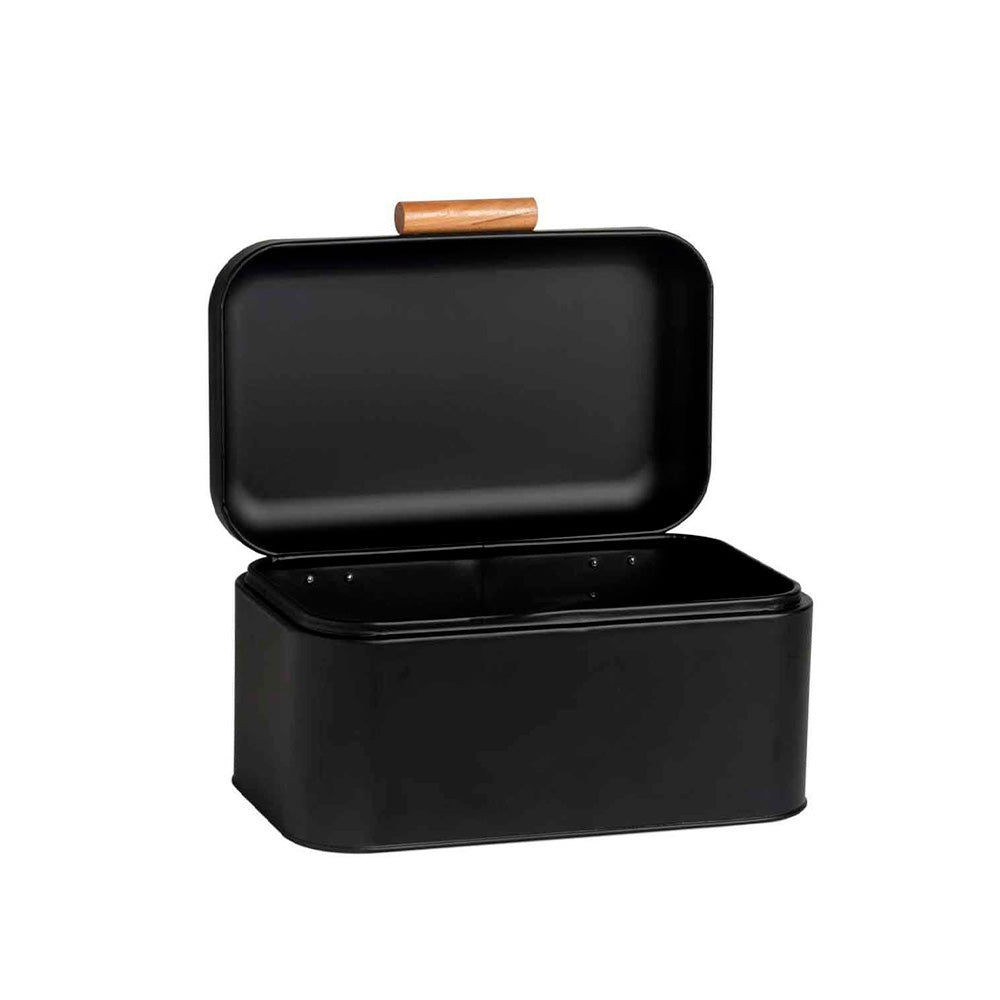 Boîte à pain en métal noir