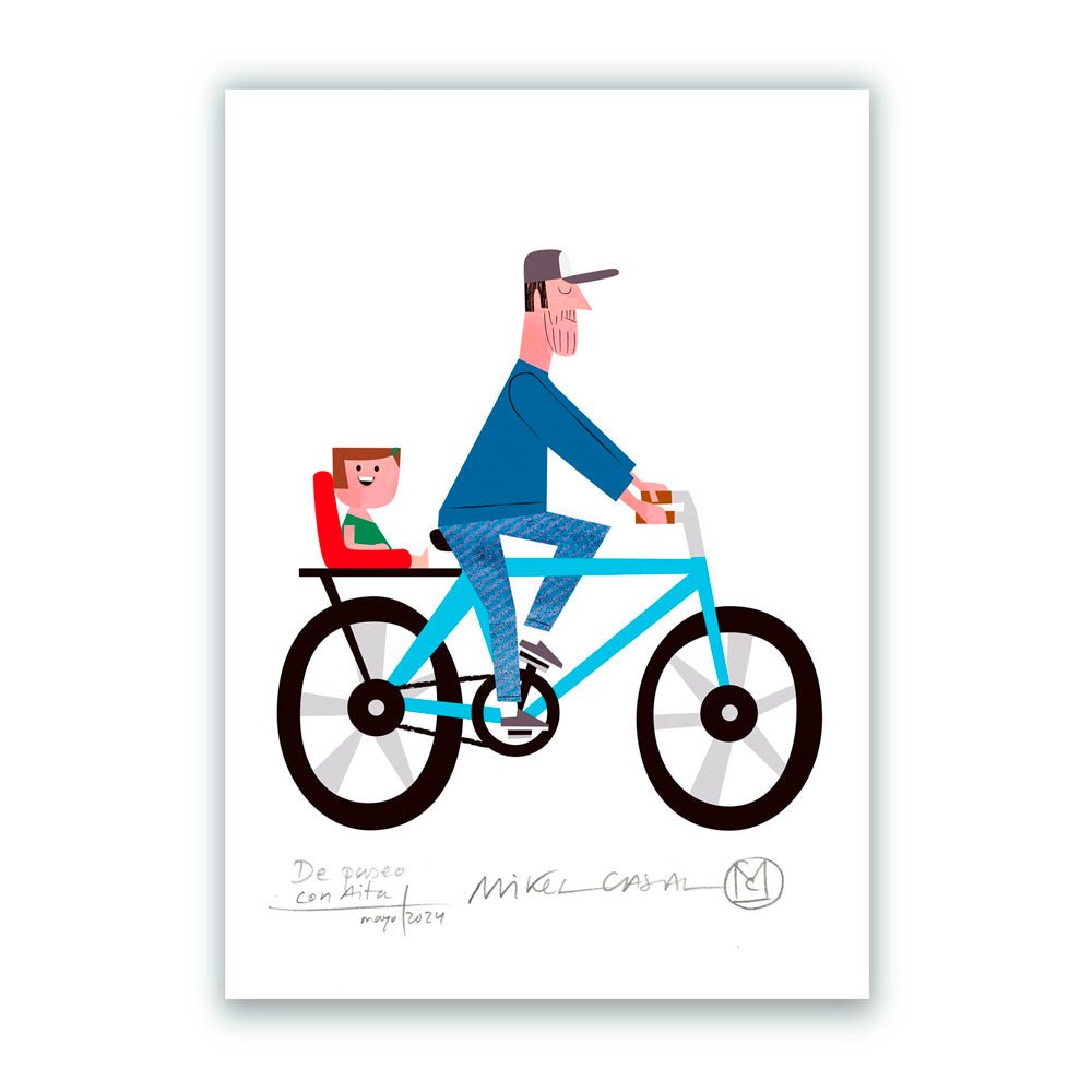 De Paseo con Aita Giclée Print A5 (daughter version)