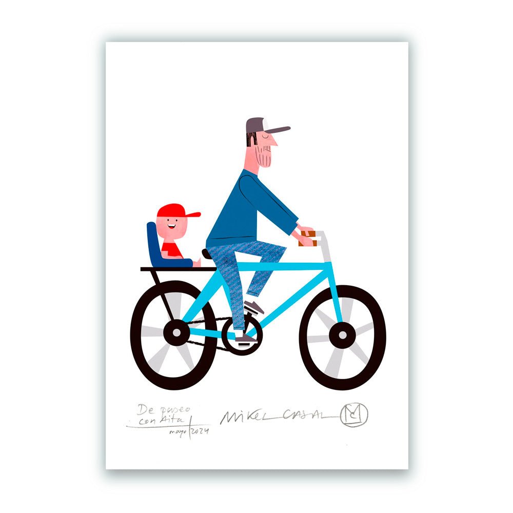 De Paseo con Aita Giclée Print A5 (son version)