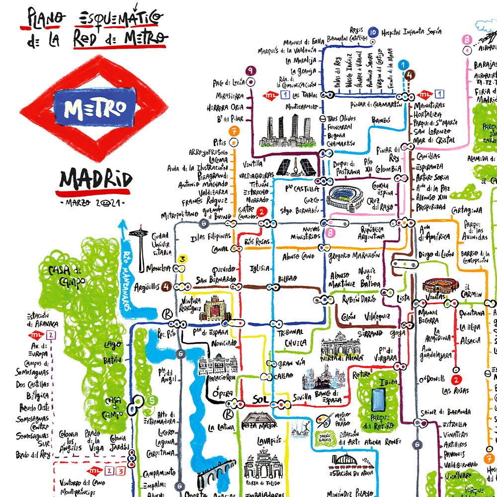 Plano de Metro Madrid Impresión Giclée