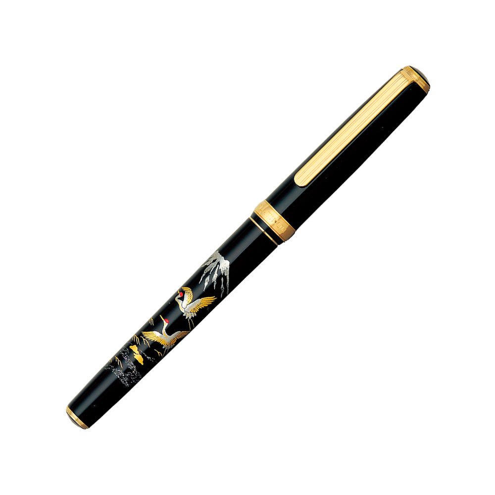 Vicoh Modern Maki-e Fountain Pen Nib M 18kt Crane Mt Fuji