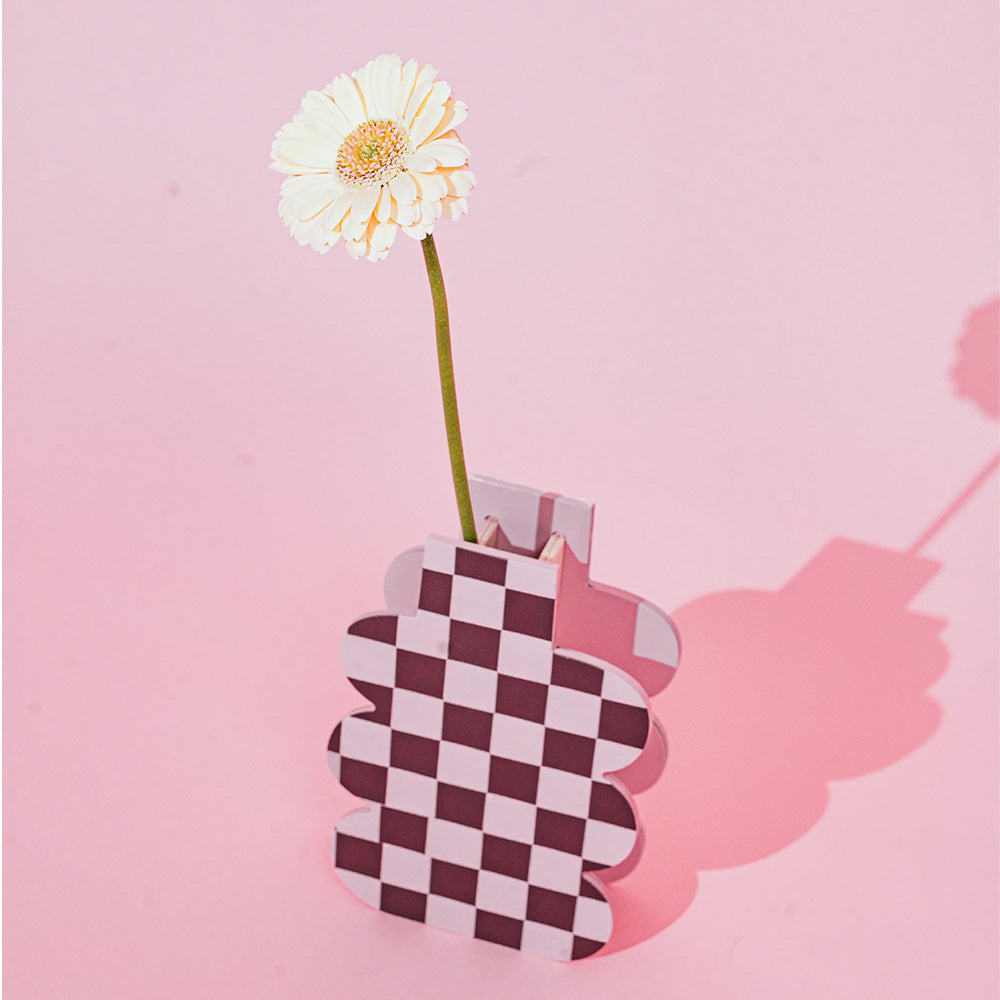 Jarrón de Madera Pink Check Mate