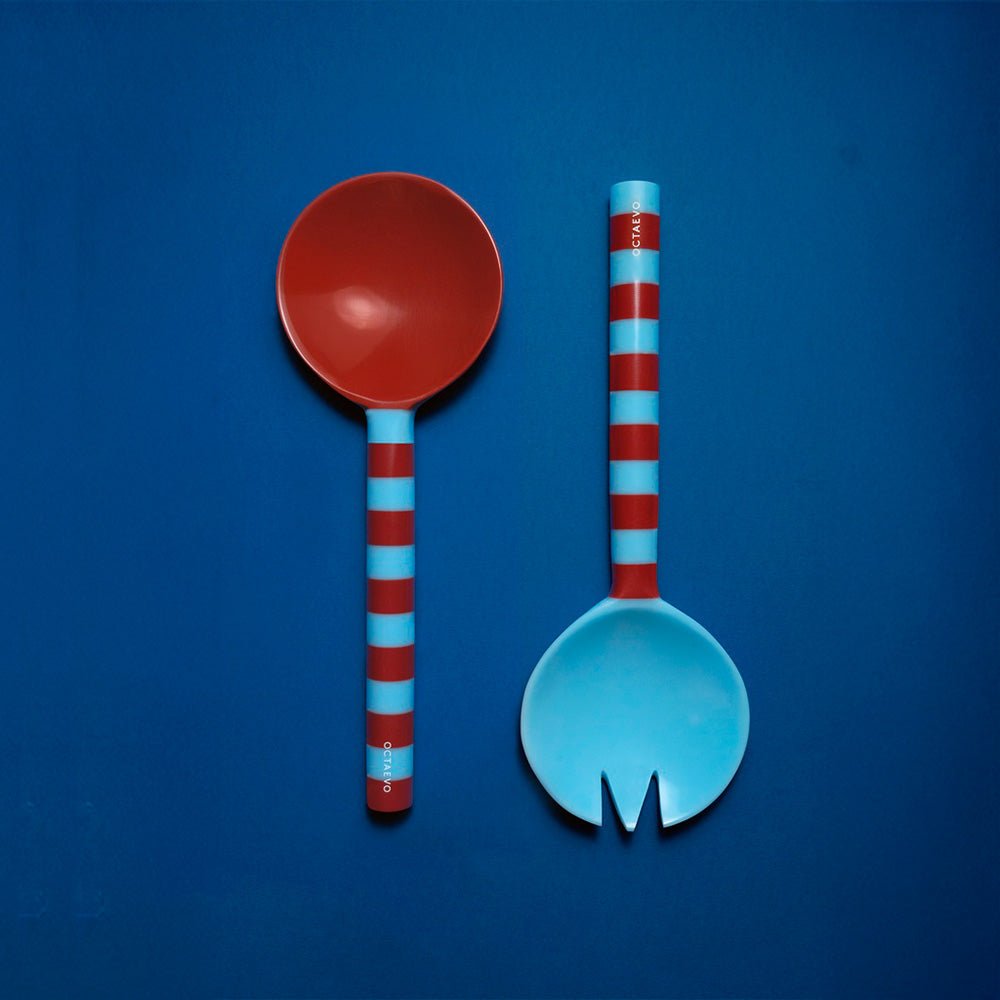Salad Servers (set of 2) Mediterráneo - (Burgundy / Blue)