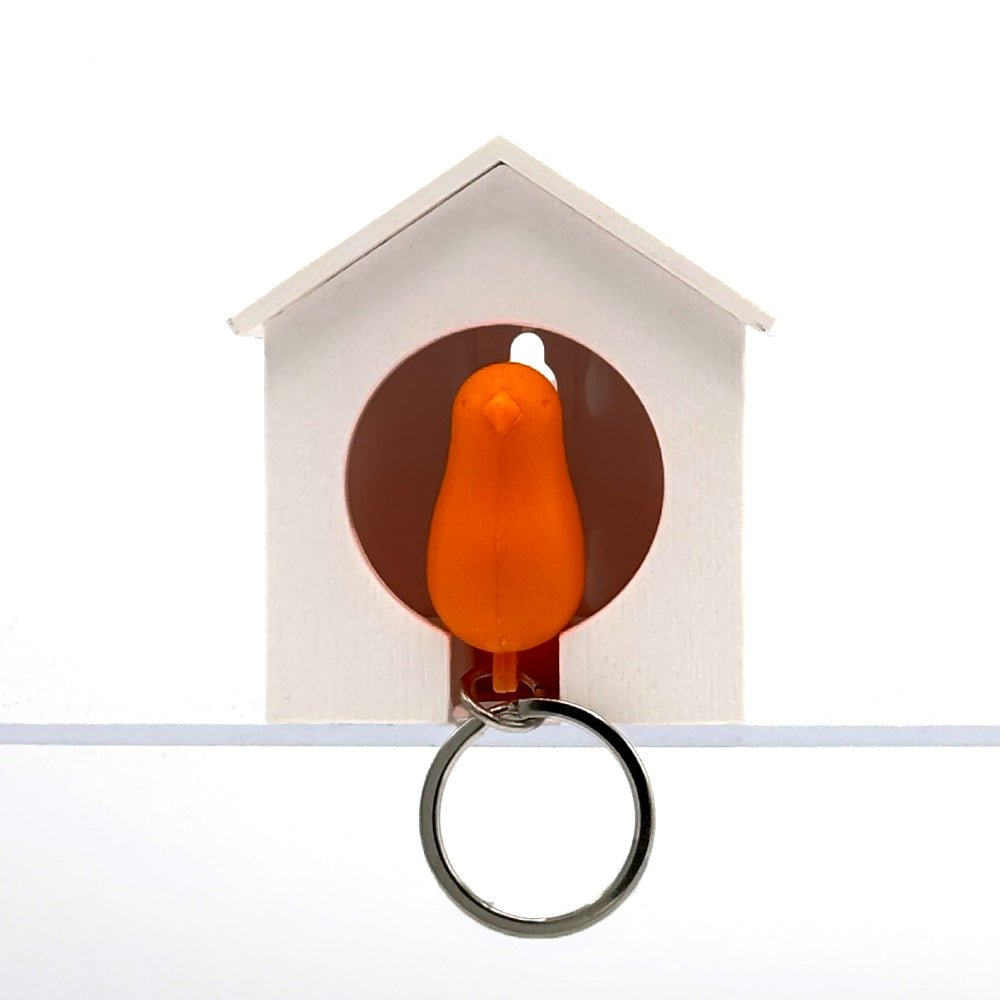 Sparrow Keyring White - Orange