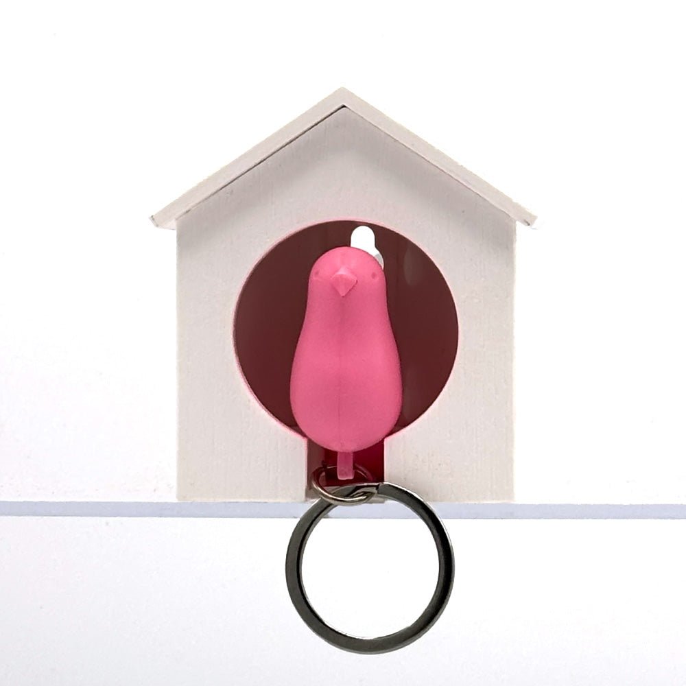 Sparrow Keyring White Pink