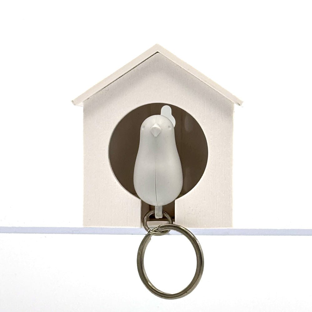 Porte-clés Moineau Blanc Blanc