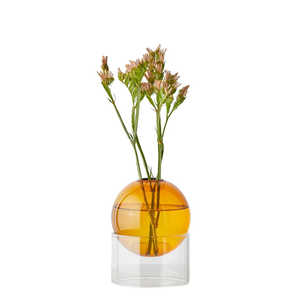 Standing Flower Bubble, Low Tube, Amber