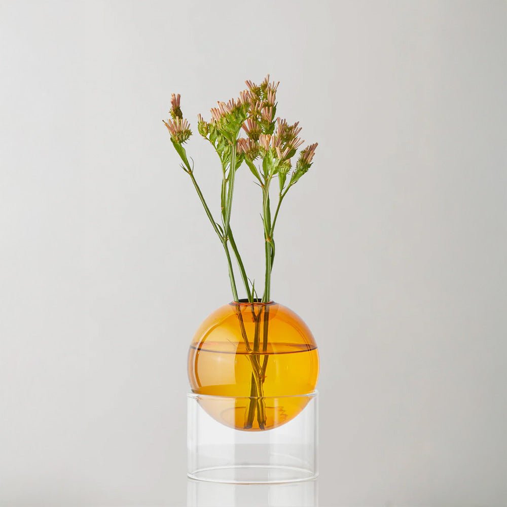 Standing Flower Bubble, Low Tube, Amber