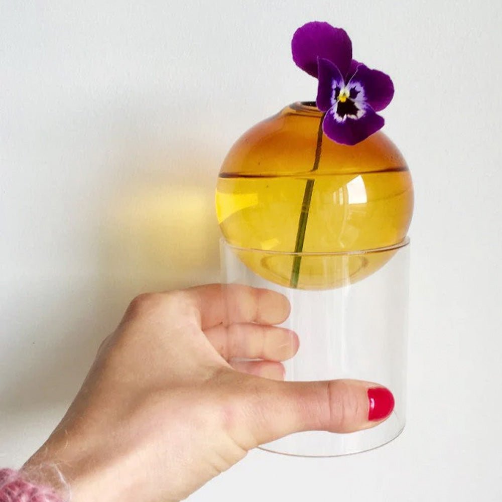 Standing Flower Bubble, Low Tube, Amber