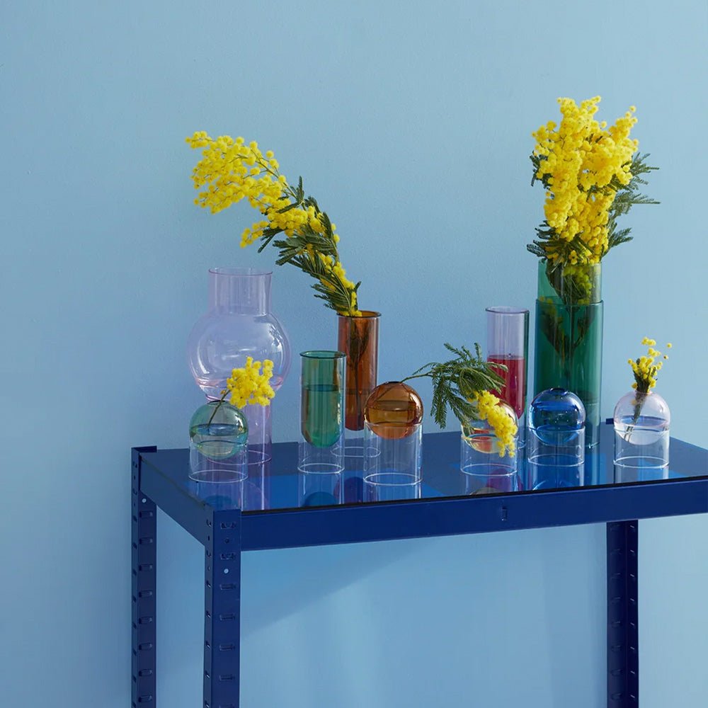 Standing Flower Bubble, Low Tube, Amber