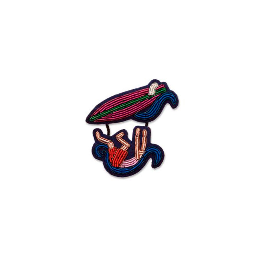 Surfing Fail Hand Embroidered Brooch