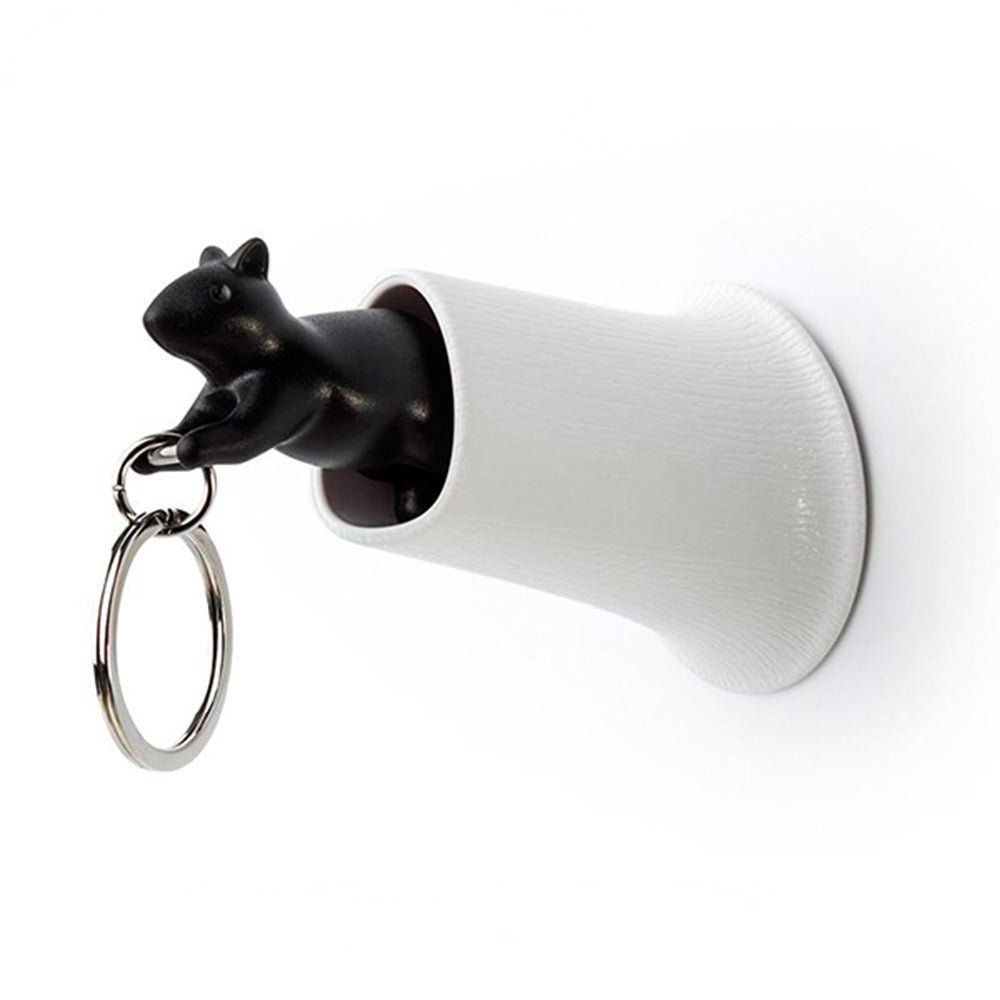 Squirrel Key Ring - White - Black