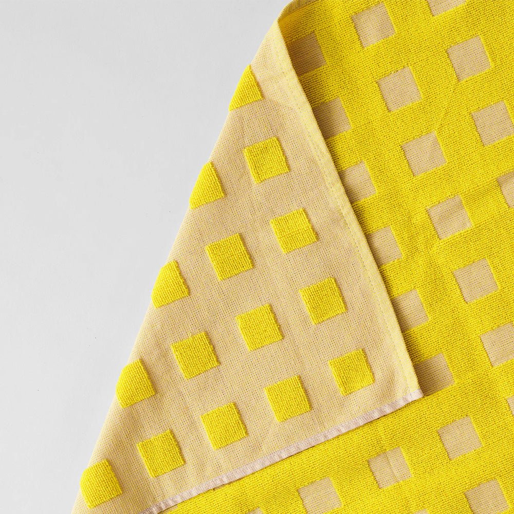 Squares Oat Yellow Cotton Tea Towel