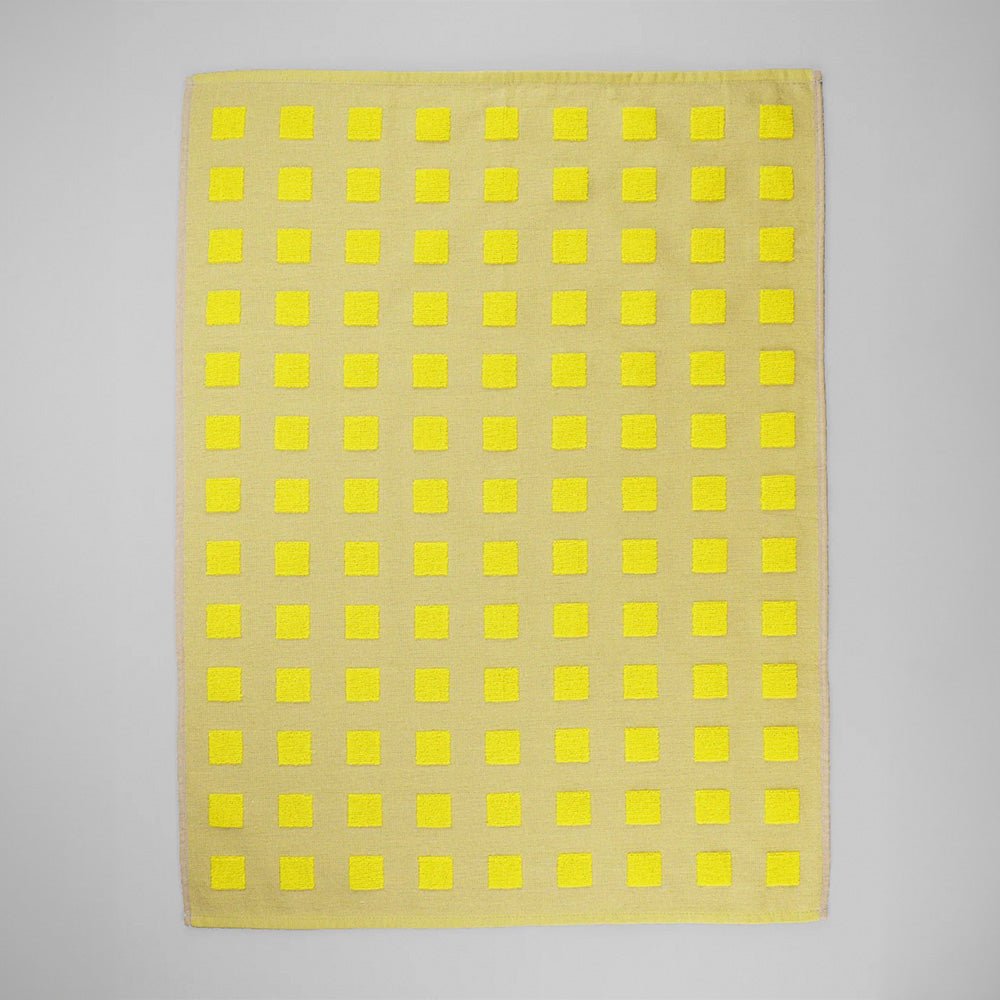 Squares Oat Yellow Cotton Tea Towel