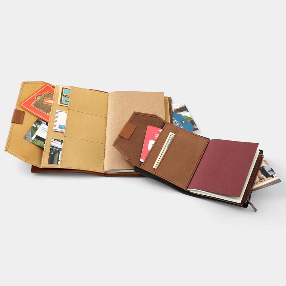 Recharge Carnet Papier Coton avec Fermeture Éclair Café - Taille Passeport