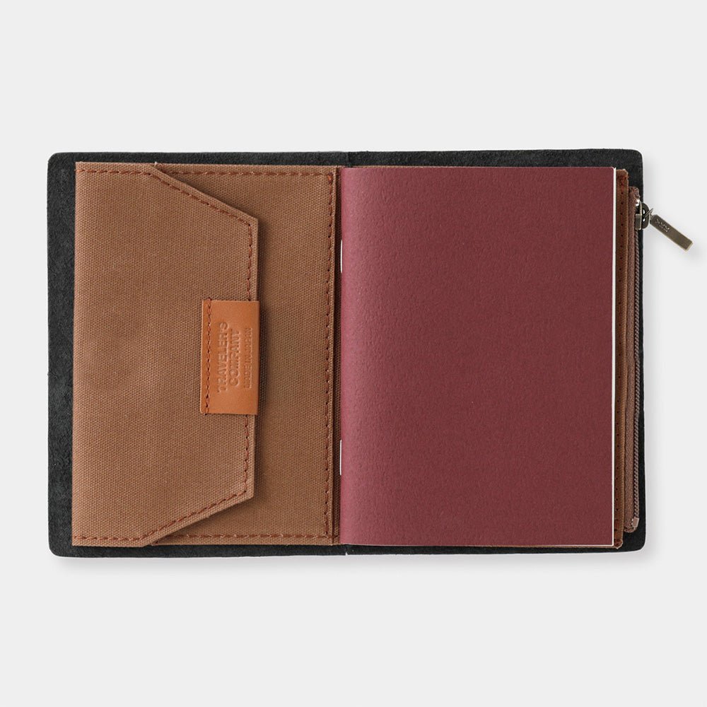 Recharge Carnet Papier Coton avec Fermeture Éclair Café - Taille Passeport