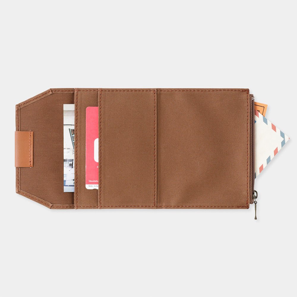 Recharge Carnet Papier Coton avec Fermeture Éclair Café - Taille Passeport
