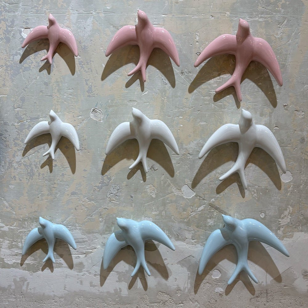 Trio of Light Pink Swallows