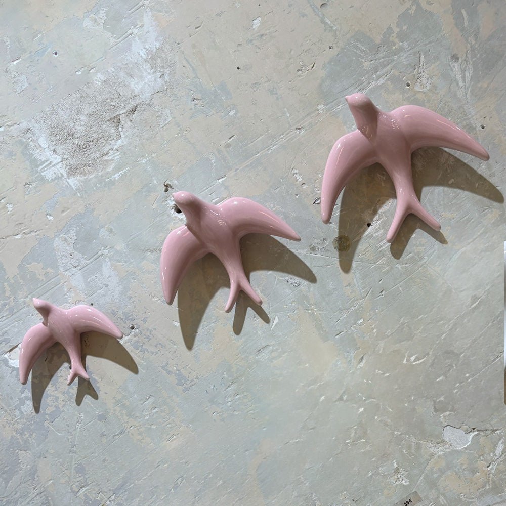 Trio of Light Pink Swallows