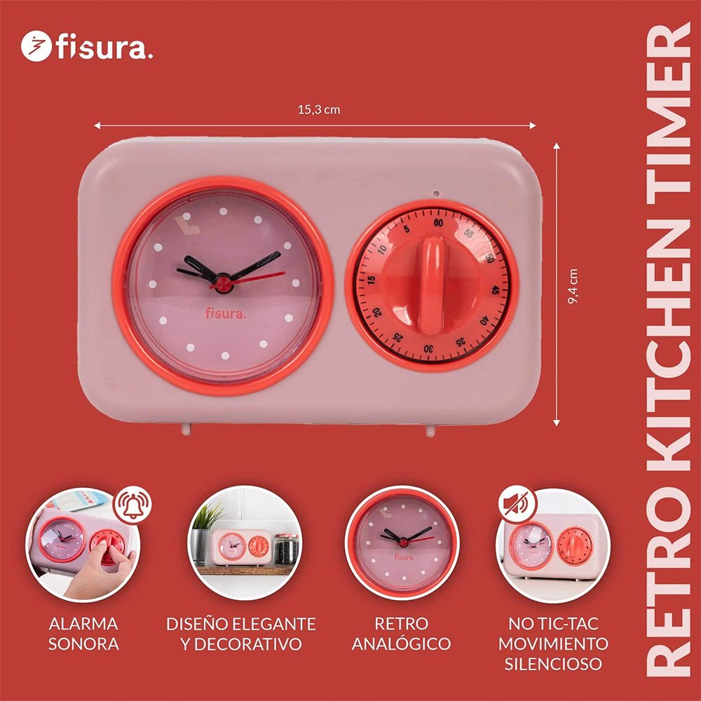 Temporizador de Cocina Retro - Rosa