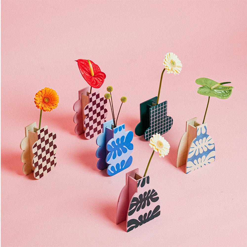 Jarrón de Madera Pink Stones