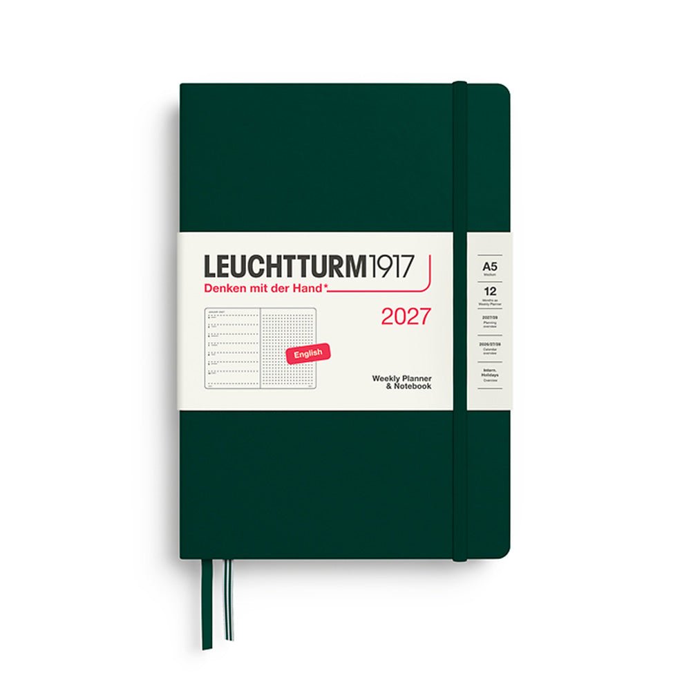 Agenda Weekly Planner & Notebook Puntos Mediano A5 2027 Verde Oscuro