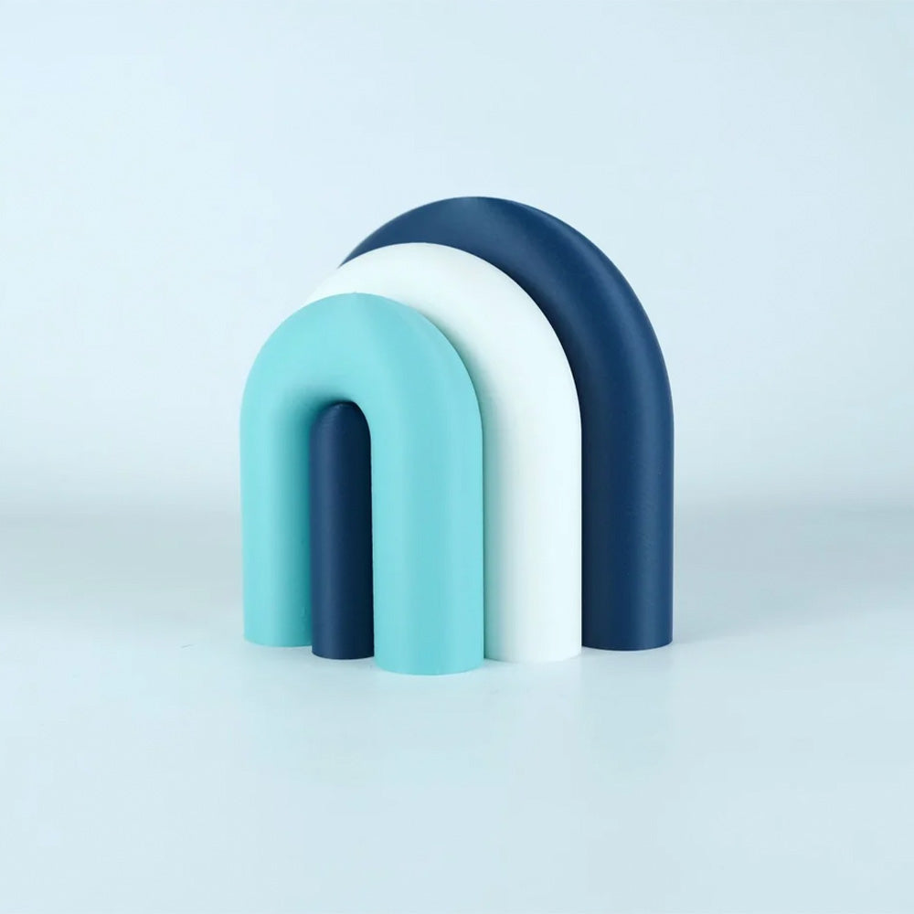 Arc Modular Vase & Bookend – Navy, White, Lagoon