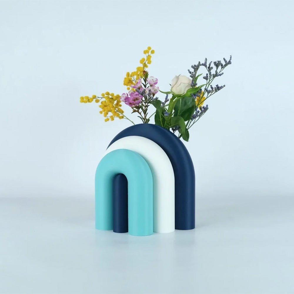 Arc Jarrón Sujetalibros Modular – Marino, Blanco, Laguna