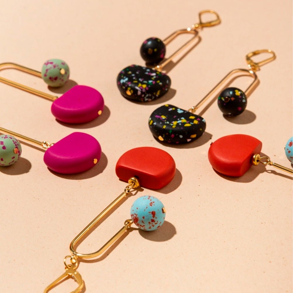 Pendientes Arc Terrazzo Verde Magenta