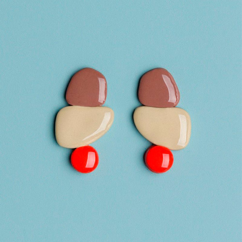 Boucles d'oreilles Candy Marron / Rouge