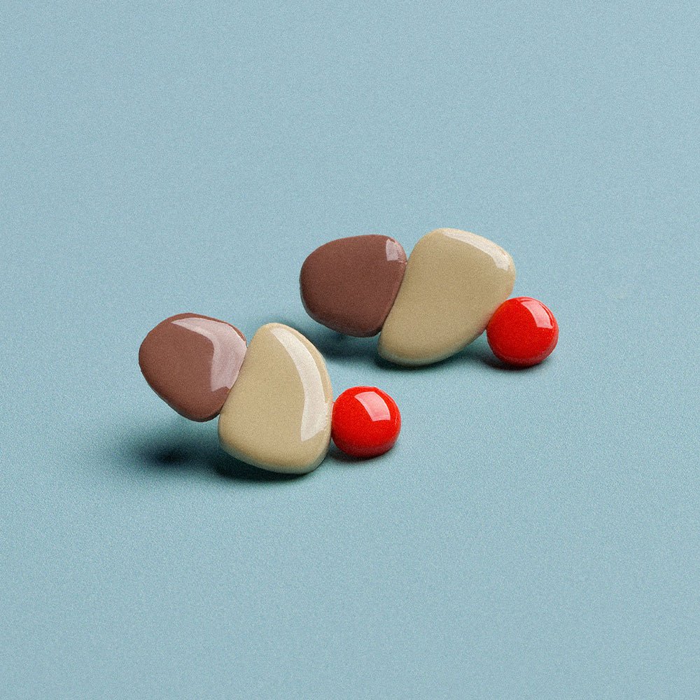 Boucles d'oreilles Candy Marron / Rouge