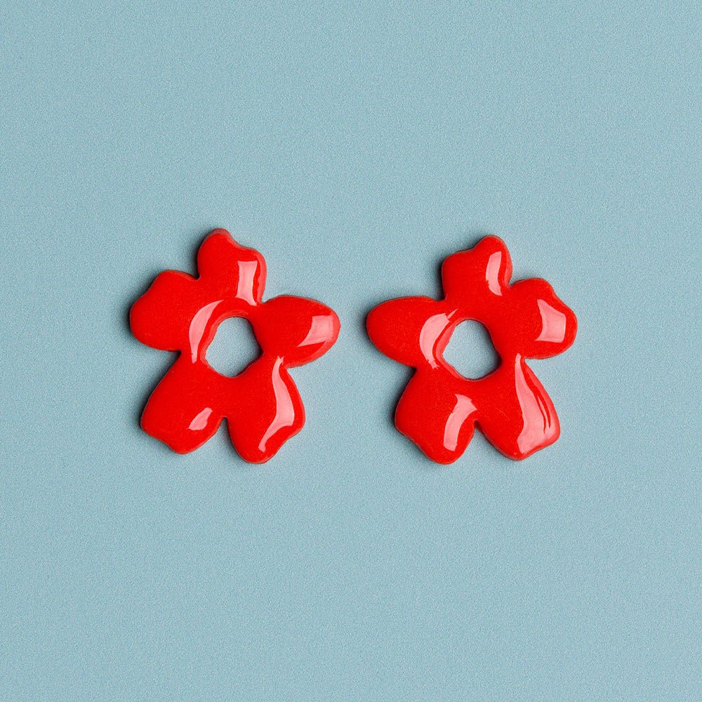 Boucles d'oreilles fleuries rouges