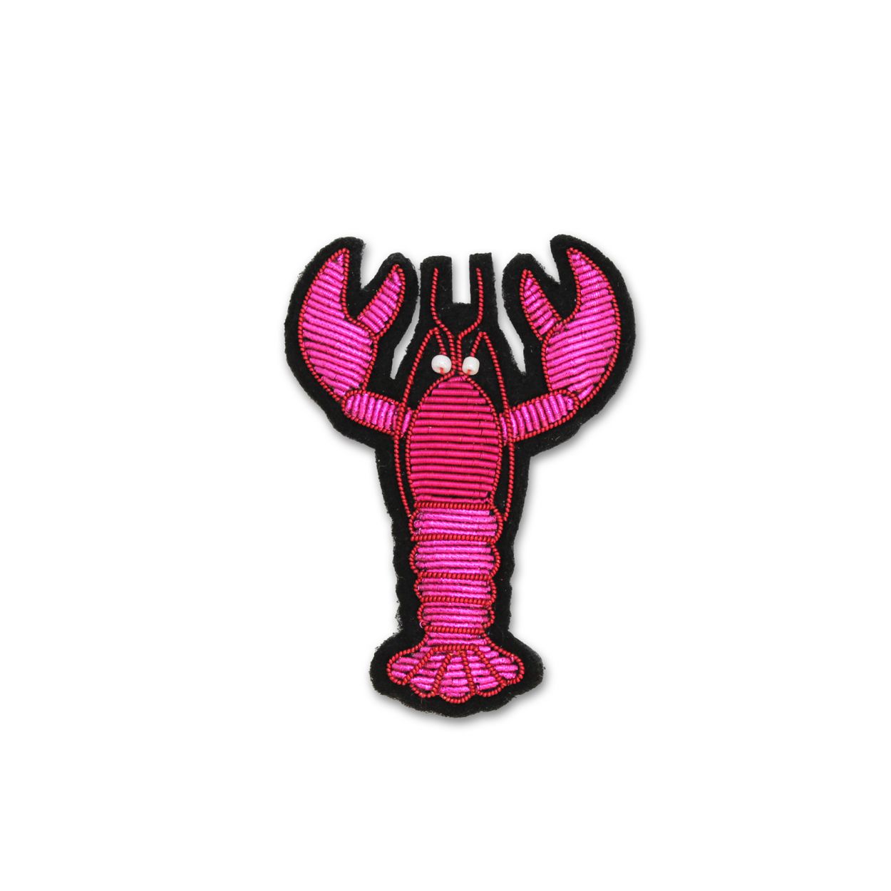 Pink Lobster Embroidered Brooch
