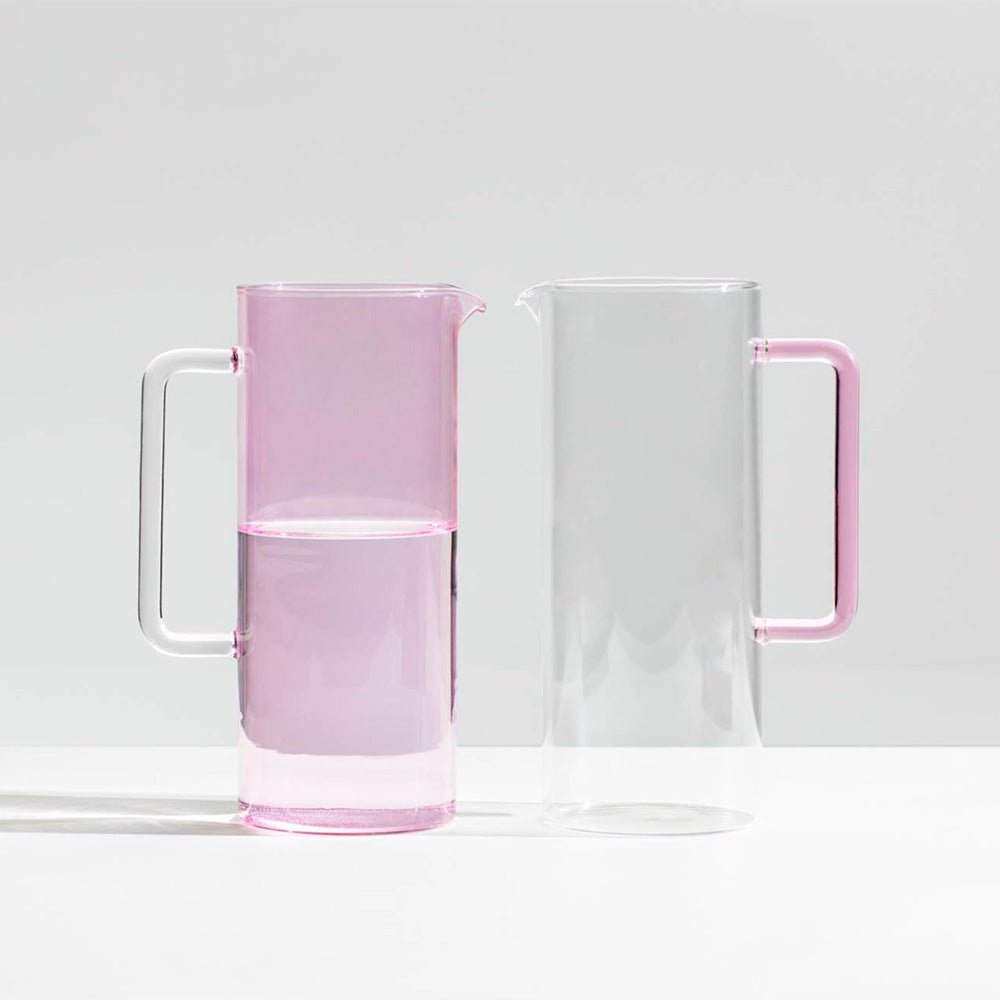 Pichet tube rose avec anse