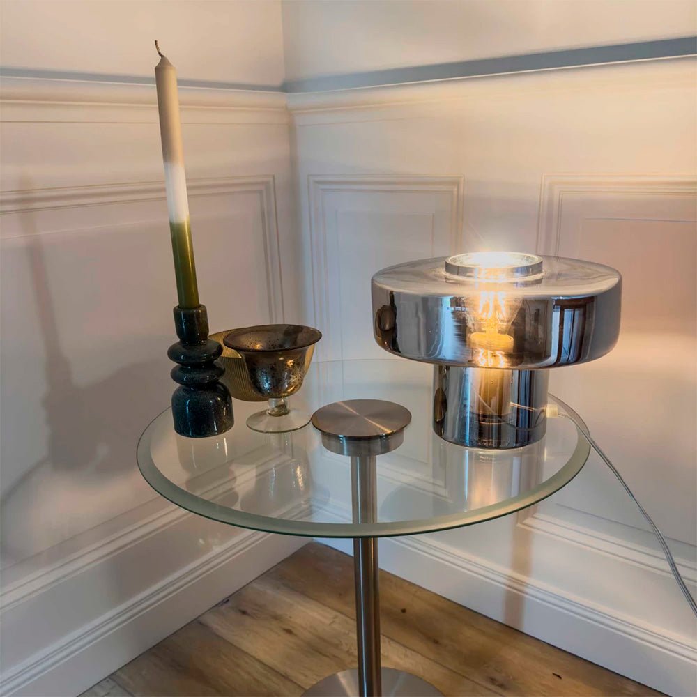 Lampe de table Foza en verre coloré, style rétro - Chrome