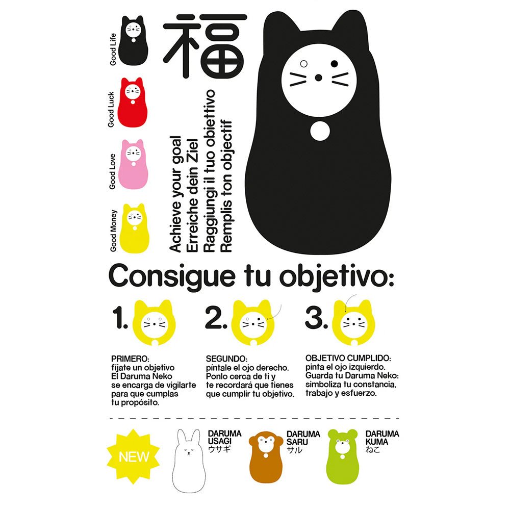 Daruma Neko Rosa Amor