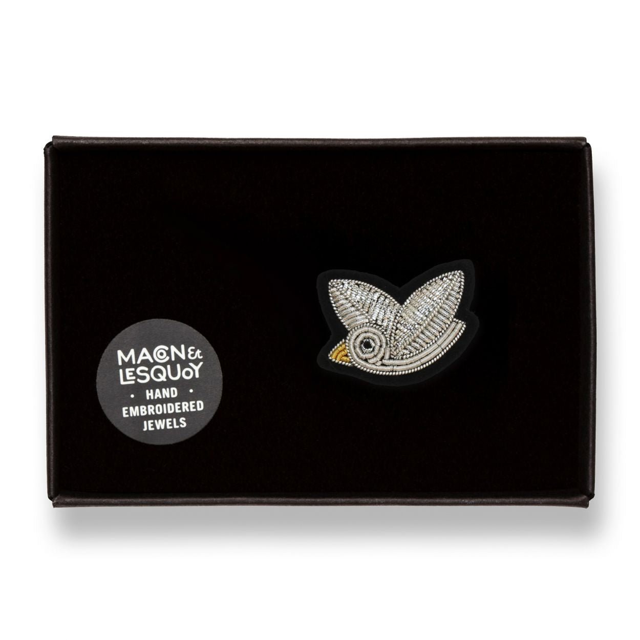 Pajarito plateado Broche Hecho a Mano