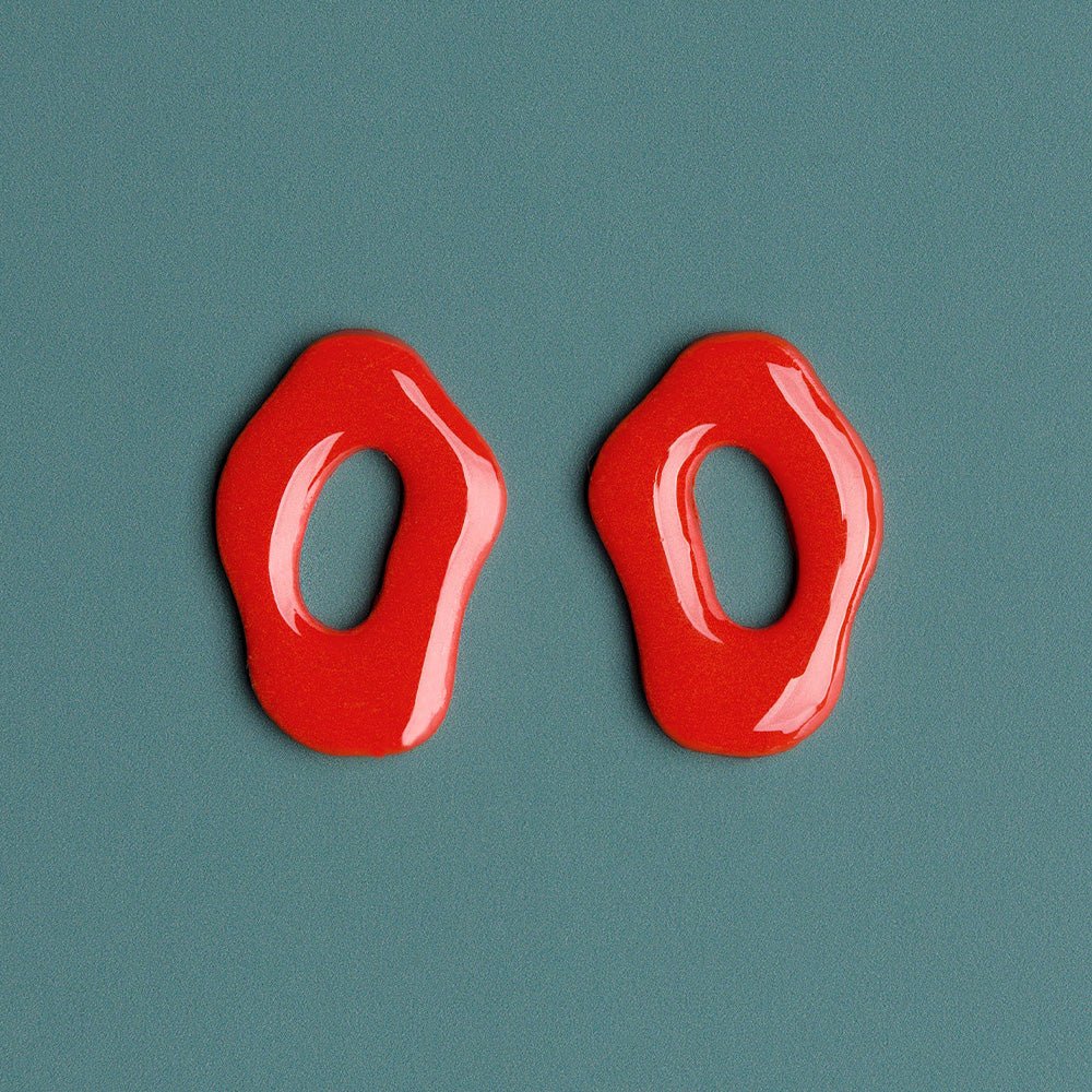 Boucles d'oreilles ovales rouges