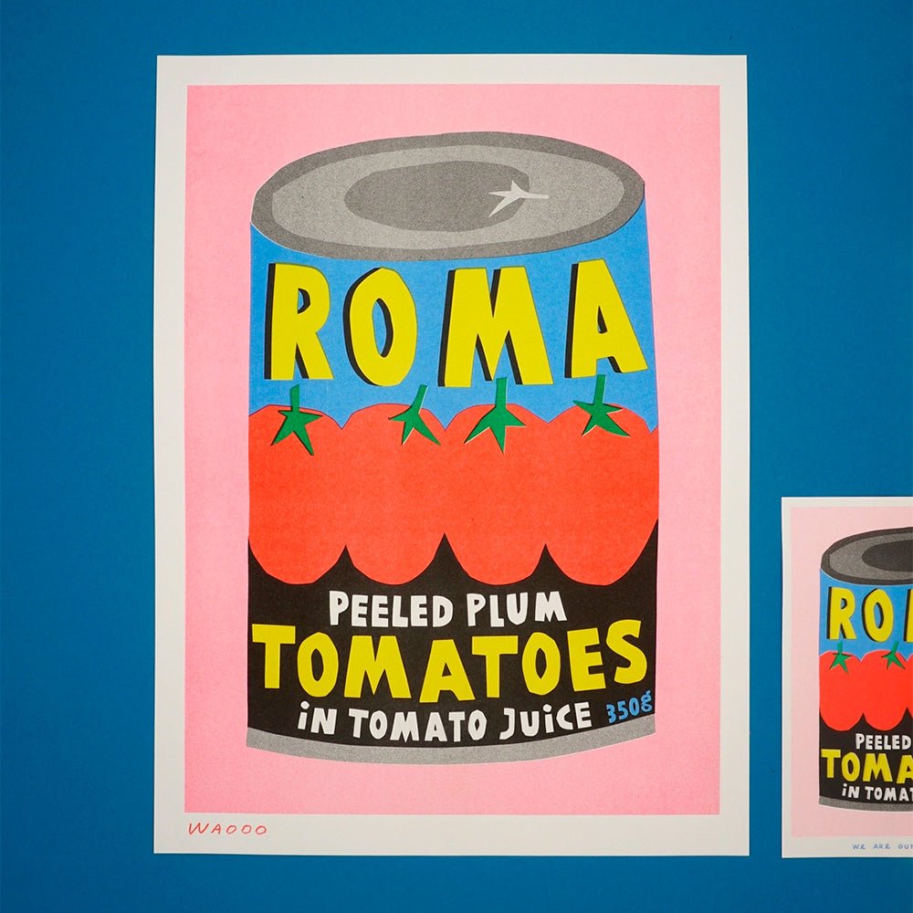Tomates Roma en boîte Risograph